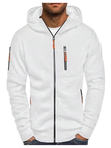 MakeMeChic Men's Zip Up Sports Hoodie Tops Long Sleeve Plain Athletic Sweatshirts