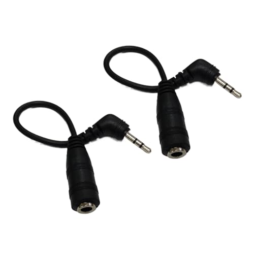Adaptador de audio estéreo 2.5mm macho a 3.5mm hembra ángulo 90° miniatura 3