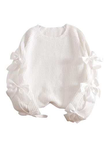 Image of SHENHE Women's Plus Size Sweaters Bow Cutout Crewneck Long Raglan Sleeve Knit Tops Chunky Sweaters