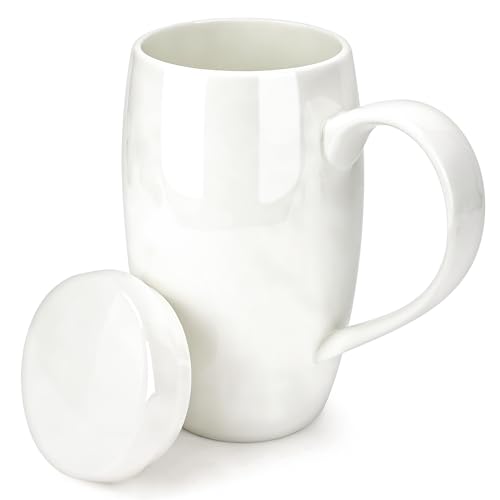 Taza de café grande Linkidea 22 oz con tapa blanca miniatura 1