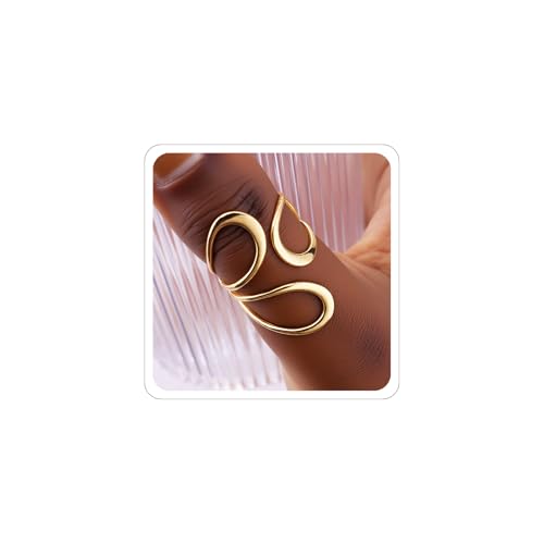 CSIYANJRY99 Gold Rings for Women Non Tarnish Adjustable Thumb Ring for Women Finger Ring Chunky Gold Silver Rings Anillos Para Mujer Stainless Steel New Year Anniversary Birthday Jewelry A-Gold