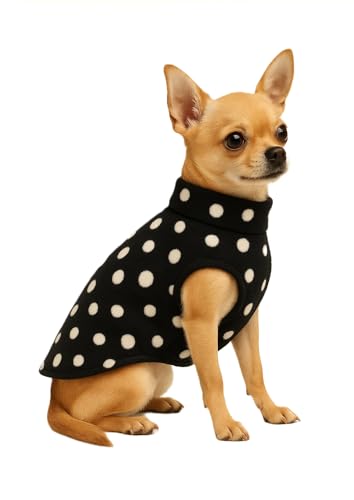 Image of The Pets Company Dog Winter Coat Jacket, Clothes, Windproof, Light Weight, Washable, Ultra Warm Thick Fleece Lined Dog Vest for Cold Weather Protection, (Polka Black Cherry, X - Small - 12 Inch)