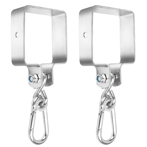 Wvu & Wvo 2 abrazaderas de columpio con mosquetón, acero galvanizado, manguito y fijación, ganchos para vigas de madera, 9 x 9 cm, suspensión