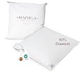 maxiga Daunenkissen 80x80 cm | 50% Gänsedaunen und 50% kleine Federn | Füllgewicht 2000g | Für Allergiker geeignet | Oeko-TEX-Zertifikat Klasse 1 | Atmungsaktiver, Baumwollbezug