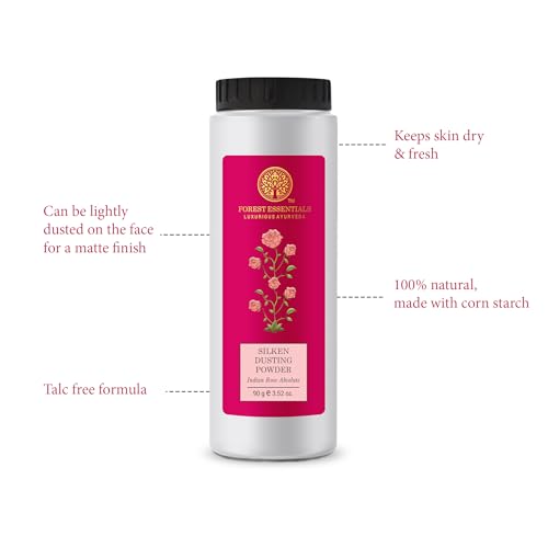 Forest Essentials Silken Dusting Powder Indian Rose Absolute 100g (Talcum Powder) - Image 3