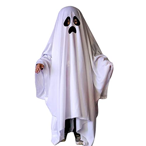 Mokoggiri Halloween Ghost Costume Adult Women Men Ghost Cloak Cape Kid Baby Clothes Boy Girl Spooky Ghost Hooded Poncho Capes (White Baby 0-3T 32 inch)