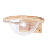 Synaiolma Space Capsule Style Transparent Cover Cat Bed,18 * 12 * 7in Wall Mounted Cats Shelf House,Perch Seat for Sleeping,Thai Rubber Wood,for Living Room Pet Room,Load of 44 Lbs.
