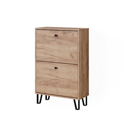 Vicco Schuhkipper Siri, Goldkraft Eiche, 60 x 92 cm mit 2 Klappschubladen