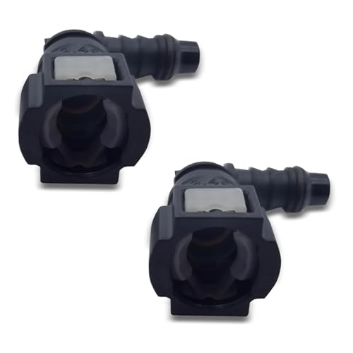 DACIRTY 2 PCS Elbow Fuel Line Connector with Seal Ring – 9.49-ID8 PA12 Plastic Quick Release Adapter, Modification Repair Replacement Parts, Universal Fit for Most Cars (Black)