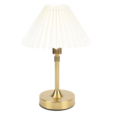 Eminchu Lámpara de Noche Vintage, Lámpara de Mesa de Tela Clásica, LED Recargable con Atenuación Continua, Luz Cálida de 2700 K, Capacidad de 2000 MAh, Ideal para Dormitorio y Sala de Estar