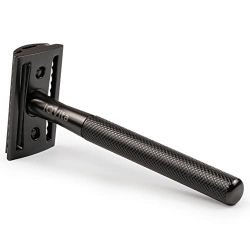 iQVita Rasierhobel - Metall - Schwarz- inkl. 10 Klingen - Safety Razor + eBook - Image 3