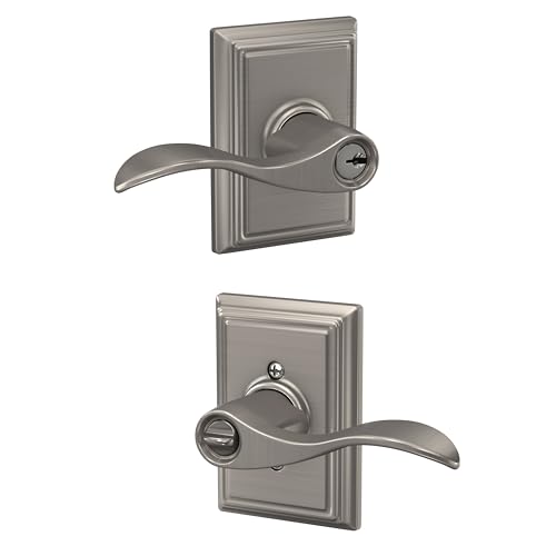 SCHLAGE Accent Keyed Entry Door Handle, Reversible, Satin Nickel - image 1