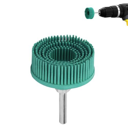 Agatige Brush Disc, 2 Inch Bristle Discs Rubber Abrasive Brush Polishing Grinding Wheel, Green 50# Grit Grade Coating Removal Disc Bristle Sanding Disc for Metal Fine Finishing, Cleaning, Polishing