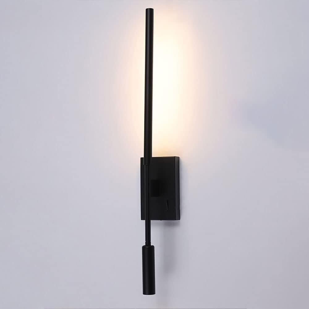 JYBNBBE Adjustable LED Linear Wall Sconce with Switch, Wall Mount Light for Reading, Bedside, Living Room, and Headboard Lighting Fixture,Black