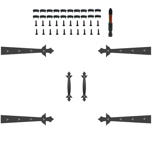 Screw in Garage Door Decorative Hardware,Faux Garage Door Accents, Garage Door Decorative Hinges & Handles with Screw Mounted (Black, 6Pack) - image 3