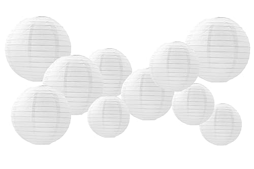GAKA FAVOR 10er Papier Lampions Set Weiß Hängedekoration Papierlampions Deko Papier Laternen für Hochzeit Taufe Geburtstag Kommunion Valentinstag Muttertag Party Deko