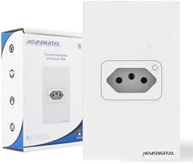 Tomada Inteligente de embutir 20A 4x2 com vidro temperado e Medidor de consumo elétrico Compatível com Google Home e Alexa da Amazon (Branca)