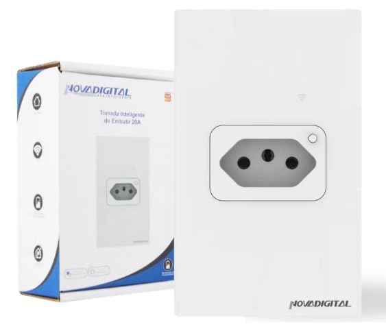 Tomada Inteligente de embutir 20A 4x2 com vidro temperado e Medid...