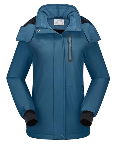 CAMEL CROWN Women's Ski Jacket Waterproof Warm Winter Snow Coat Hooded Mountain Outdoor Windbreaker Windproof Jacket