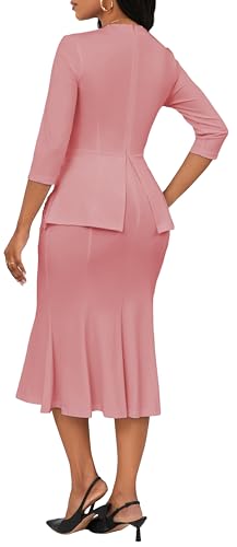 Image of Elegant Church Dress for Women Midi Dresses Work Wear Vintage Pencil Dress for Business Casual Outfits