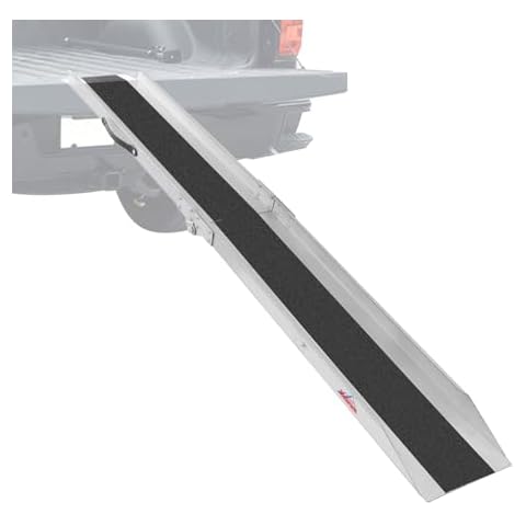 Ruedamann 70.8" L Steel Motorcycle Ramp for Truck, Usable Width 7.5", 600 Lbs, Bike Ramps with Anti-Slip Surface, Folding Dirtbike Ramps for Bicycle with Load Straps for Pickups, Tractors, 1PC Cover