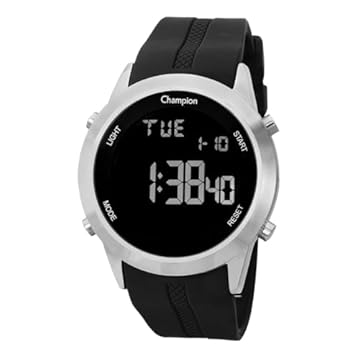 Relógio Masculino Champion Digital Prata Silicone CH40259T