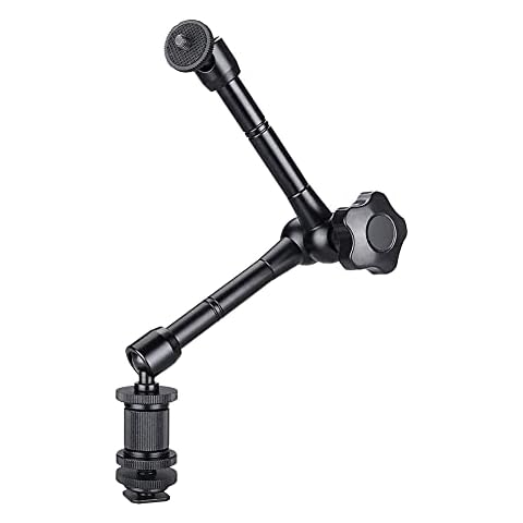 MEKNIC Magic Arm, Articulating Magic Friction 11'' Arm Adjustable with Hot Shoe Mount 1/4'' Tripod Screw Compatible with DSLR Camera Rig/LCD/DV Monitor/LED Lights/Flash Light/Microphone/DJI OSMO Cover