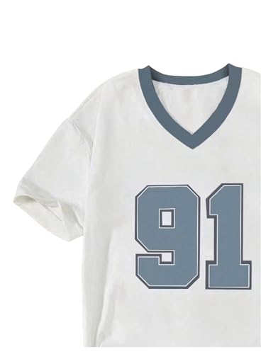 SOLY HUX Girl's Jersey Shirts Number Graphic Tees V Neck Drop Shoulder Short Sleeve Loose Y2k Tops4