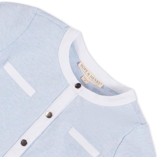 Hope & Henry Girls Girls' Organic French Terry Contrast Trim Cardigan3