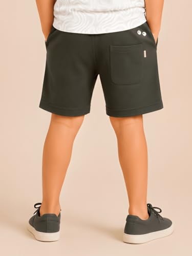 Image of Pilolo Kids Soft Cotton Terry Lycra Adjustable Drawstring Pocket Shorts for Boys
