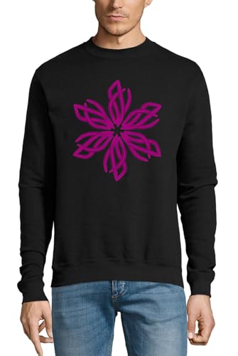 Pull en coton noir Purple Flower of Life confortable contre la fraîcheur