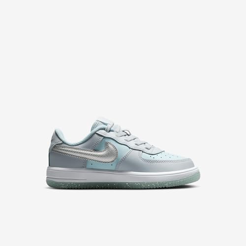 Nike Force 1 Low EasyOn Little Kids' Shoes (HQ3251-043, Pure Platinum/Glacier Blue/White/Metallic Silver)3
