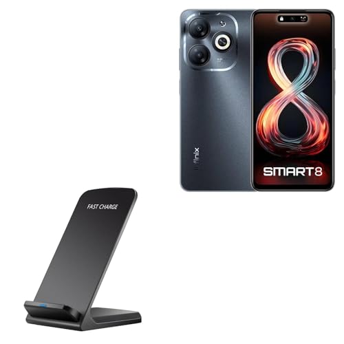 BoxWave Charger Compatible with Infinix Smart 8 (India) - Wireless QuickCharge Stand (10W), No Cord; no Problem! Charge Your Phone with Ease! - Jet Black