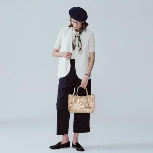Image of Woven Tote Bag for Women, Hobo Bag for Work, Large Beach Travel Handbags and Purses, Retro Shoulder Bag, Shopping Bag
