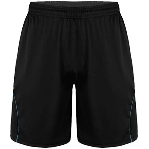 iEFiEL Men's Loose Fit Athletic Performance Shorts Workout Running Training Shorts Quick Dry Mesh Pocket Short Black&Blue M Cover