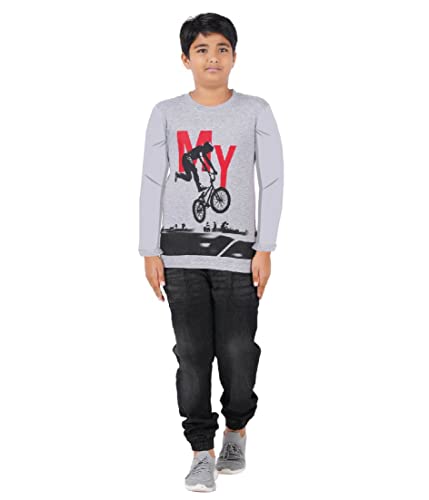 Image of CHECKERSBAY Boys Cotton Printed Full Sleeve T-Shirt