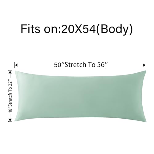 WhatsBedding Body Pillow Cover Cooling Fabric, Long Pillowcase Breathable & Skin-Friendly, Zipper Closure - Milky Green (20x54 inch)