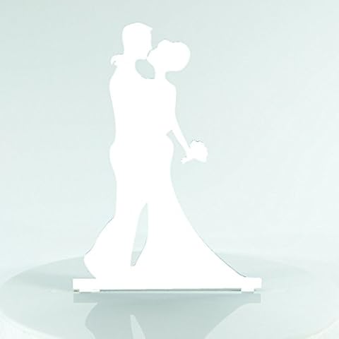Couple Silhouette Proposal Wedding Engagement Cake Topper Decoration (White) Cover