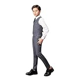 Suits for Boys Gray Tuxedo Suit for Kids First Communion Suits Slim Fit Dress Clothes for Wedding Size 7