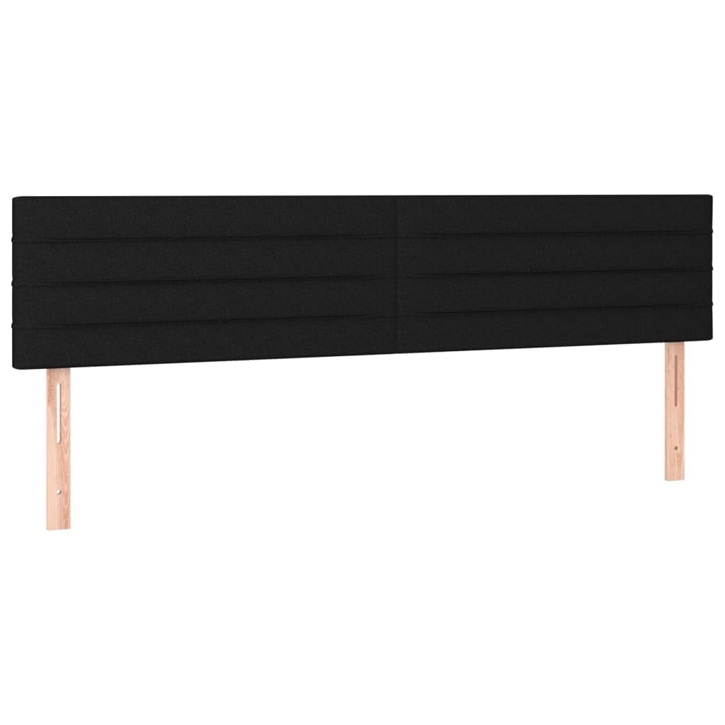vidaXL Cabecero con Luces LED Cabecero de Cama Cabezal Tapizado para Cama de Matrimonio Mueble Dormitorio Interior Tela Negro 160x5x78/88 cm