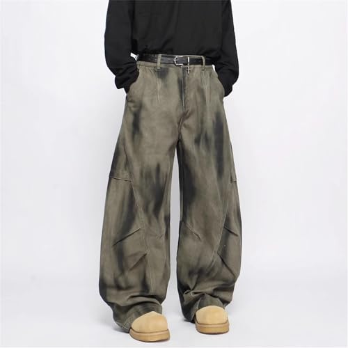 Men's Baggy Wide Leg Irregular Distressed Frayed Streetwear Y2k Hip Hop Denim Pants Loose Casual Denim Cargo Jeans3