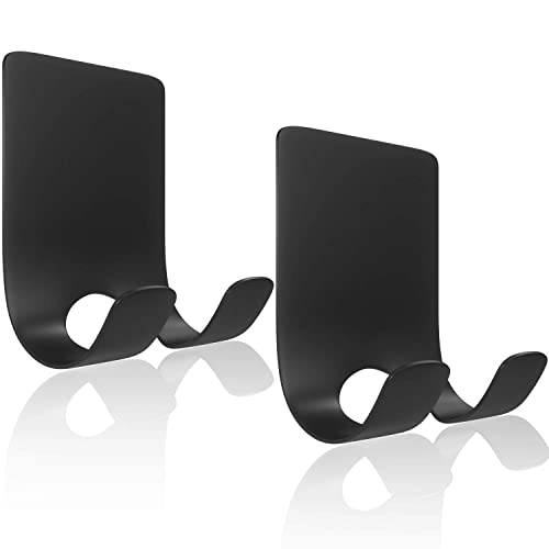 GRUTTI Crochets à Serviettes Noirs 2 Pièce | Crochet Adhesif Mural Noir | Crochet Salle De Bain et Cuisine | Patère Salle De Bain | Crochet Torchon Cuisine | Crochet Adhésif, Anti-rouille et étanche Cover