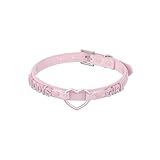 ADEMISHIA Black Heart O-ring Choker Necklace For Women, Cute Pink Little Letter Leather Collar For Women, Adjustable Fashion Jewelry