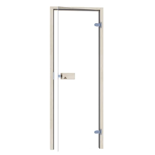 Saunainter Saunatür CLASSIC 70x190 mit Magnet Lock, Hochwertiges 8mm ESG Temperglas, Zarge aus Vollholz, DIN Links/Rechts Einstellbar (Espe Klar) Saunainter Saunatür CLASSIC 70x190 mit Magnet Lock, Hochwertiges 8mm ESG Temperglas, Zarge aus Vollholz, DIN Links/Rechts Einstellbar (Espe Klar)