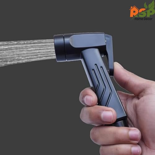 Image of Black ABS Plastic Handheld Health Faucet - Hygienic Bidet Jet Spray Gun for Toilet Cleaning and Personal Hygiene- Pack of 2 (Full Black)
