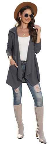 Image of VIISHOW Womens Lightweight Casual Hoodie Cardigans Open Front Waffle Knit Long Sleeve Outwear Coat with Pockets