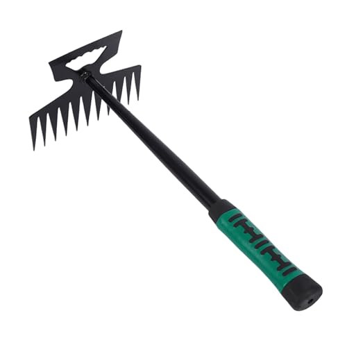 BLWOTMOR Escardillo Manual para Jardín con Mango Ergonómico y Dientes Resistentes y Eficientemente Fabricado en Acero al Carbono, Mango Recto