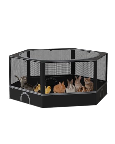 DINMO Parc pour Petits Animaux, Boîte d'Élevage pour Poussins avec Toit, Clôture d'Intérieur pour Animaux, Cage pour Cochon d'Inde, Enclos avec Sol...
