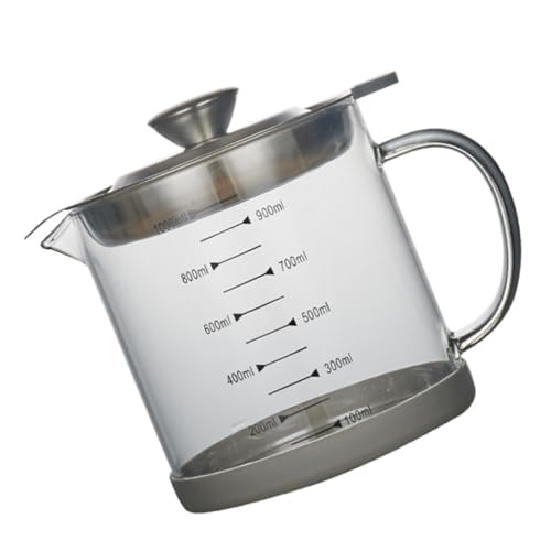 Garneck 1000ml Grease Container Stainless Steel Filtered Oil Pot Versatile Oil Filter