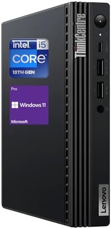 LENOVO ThinkCentre M70q MFF Business Desktop, 13th Gen Intel Core i5-13400T, 16GB RAM, 512GB SSD, Wired Keyboard & Mouse, Antenna, HDMI, DP Port, RJ45, Wi-Fi 6, Windows 11 Pro, Black